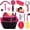 Pink Red, variant on Horse Grooming Kit 13 Piece, Horse Brushes for Grooming Supplies Set with Organizer Bag, Horse Brush & Curry Comb for Effective Cleaning, Gift for Horses Riders Beginners