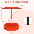 thumbnail image 3 of Costway 13 FT Large Patio Umbrella Outdoor Double-Sided Table Market Umbrella for Garden Orange, 3 of 10
