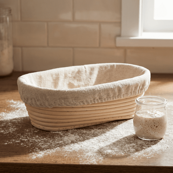 2 Pcs Oval Proofing Basket Set, Rattan Sourdough Bread Dough Bowls with Liners for Home Bakers
