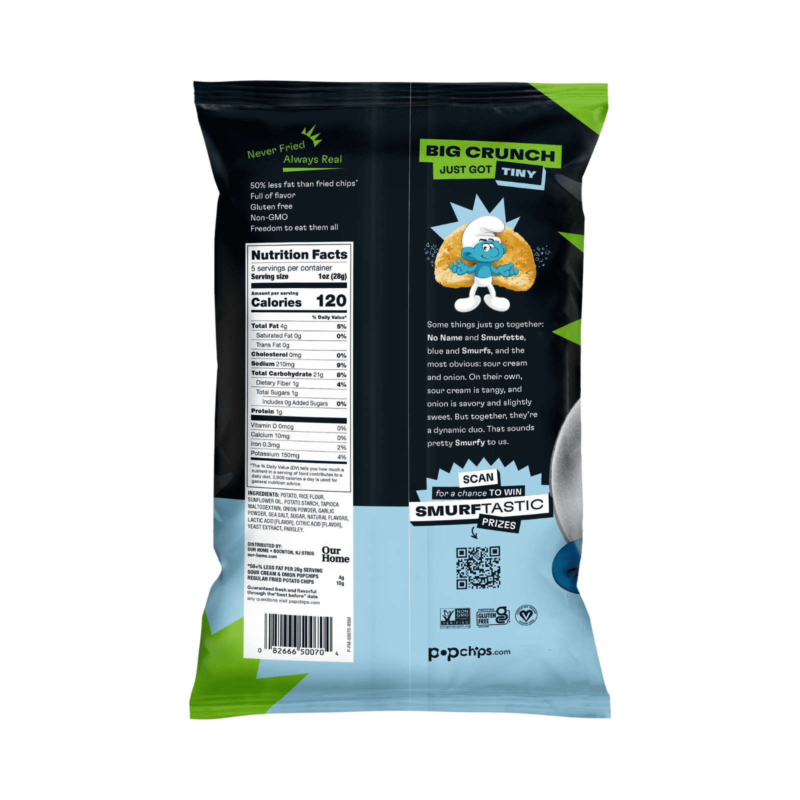 Popchips Sour Cream & Onion Potato Chips, 5 oz (Pack - 12)