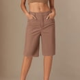thumbnail image 2 of zbxnLI Womens Straight Leg Shorts Knee Length High Waist Stretch Summer Casual Work Shorts with Pockets, 2 of 4