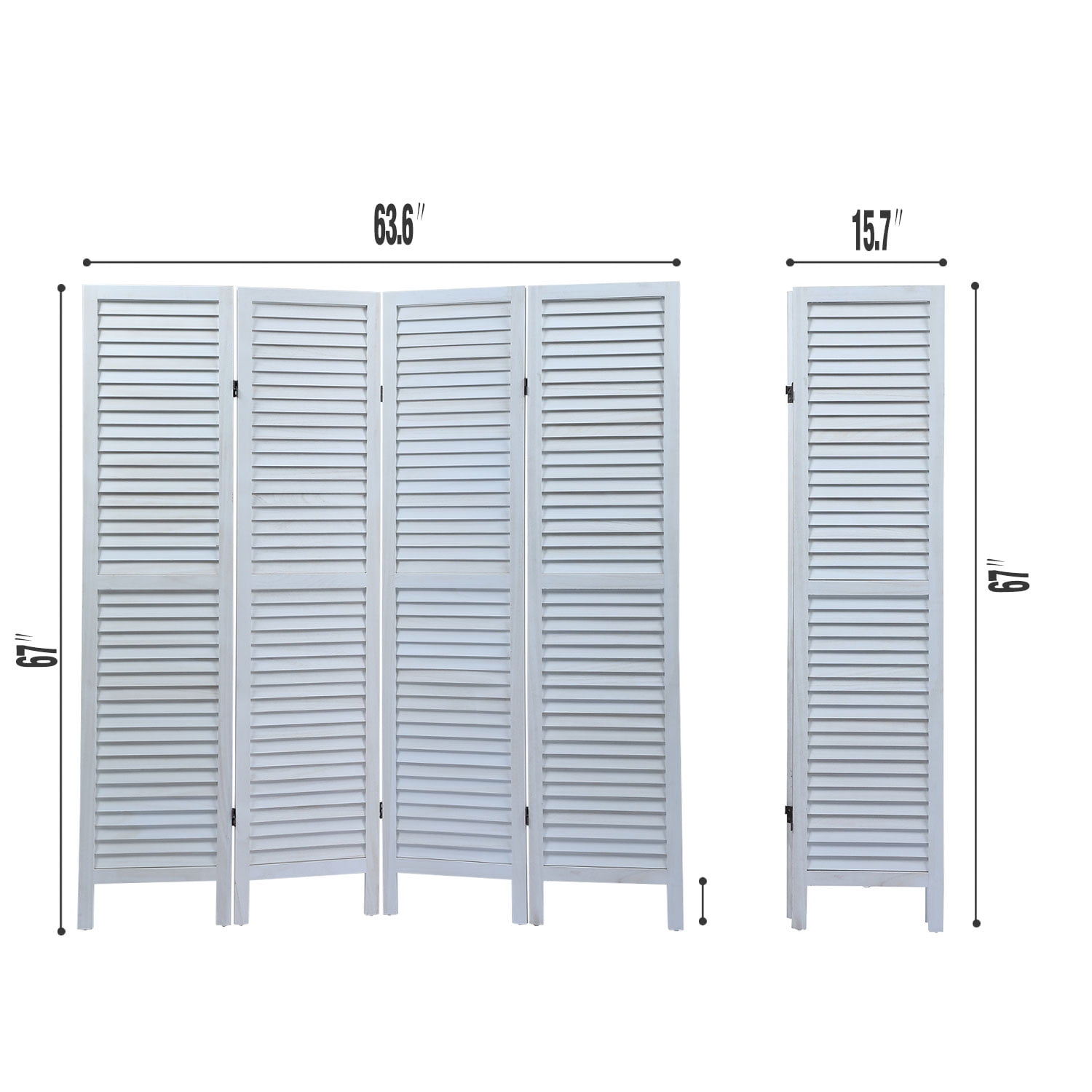 Kadyn Room Divider Privacy Screen, Extra Wide Foldable Panel Partition Wall Divider, 4 Panel Solid Wood Room Screen Office Divider, White Kadyn Room Divider Privacy Screen, Extra Wide Foldable Panel Partition Wall Divider, 4 Panel Solid Wood Room Screen Office Divider, White