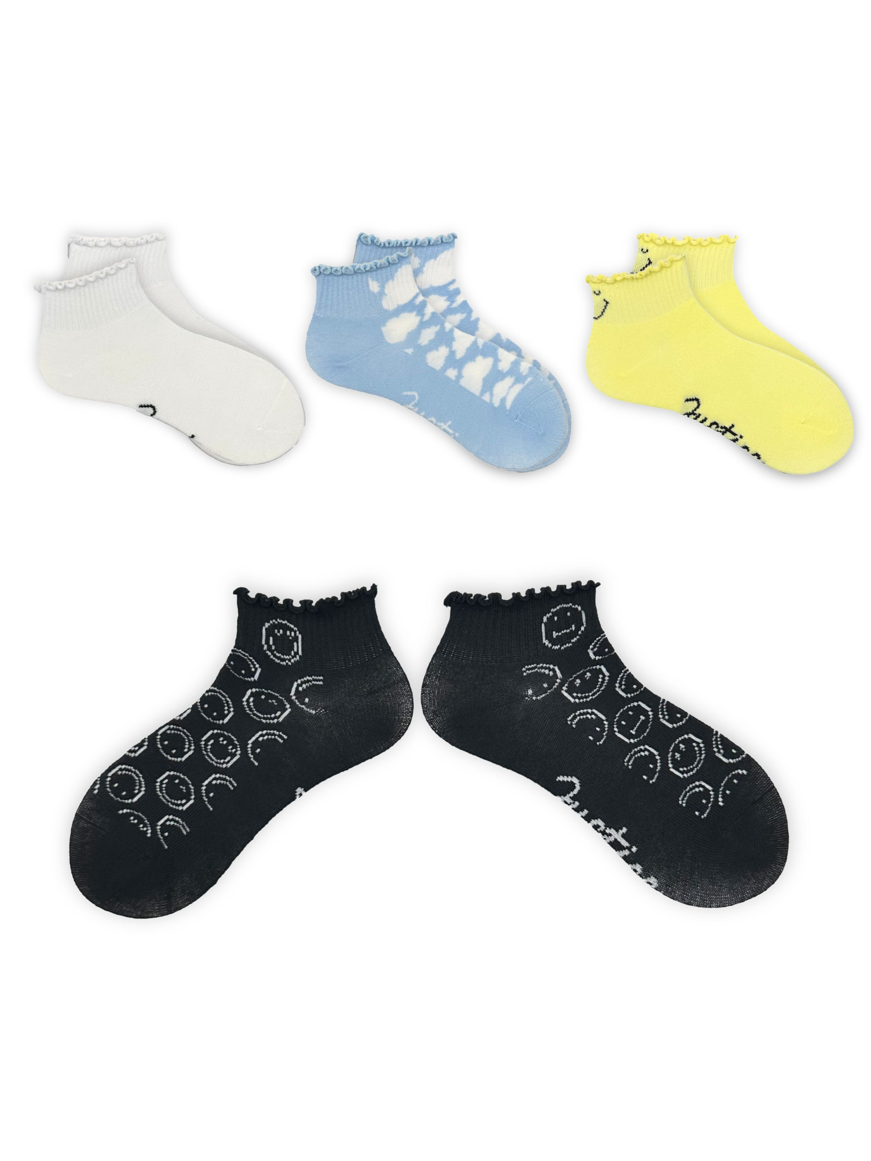 Justice Girls Mid Pearled Boyfriend Socks 4-Pack, Sizes M-L
