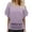 Purple, variant on Lenago Fashi Casual Women Solid Short Sleeve Batwing Sleeve Blouse V-Neck Loose Tops
