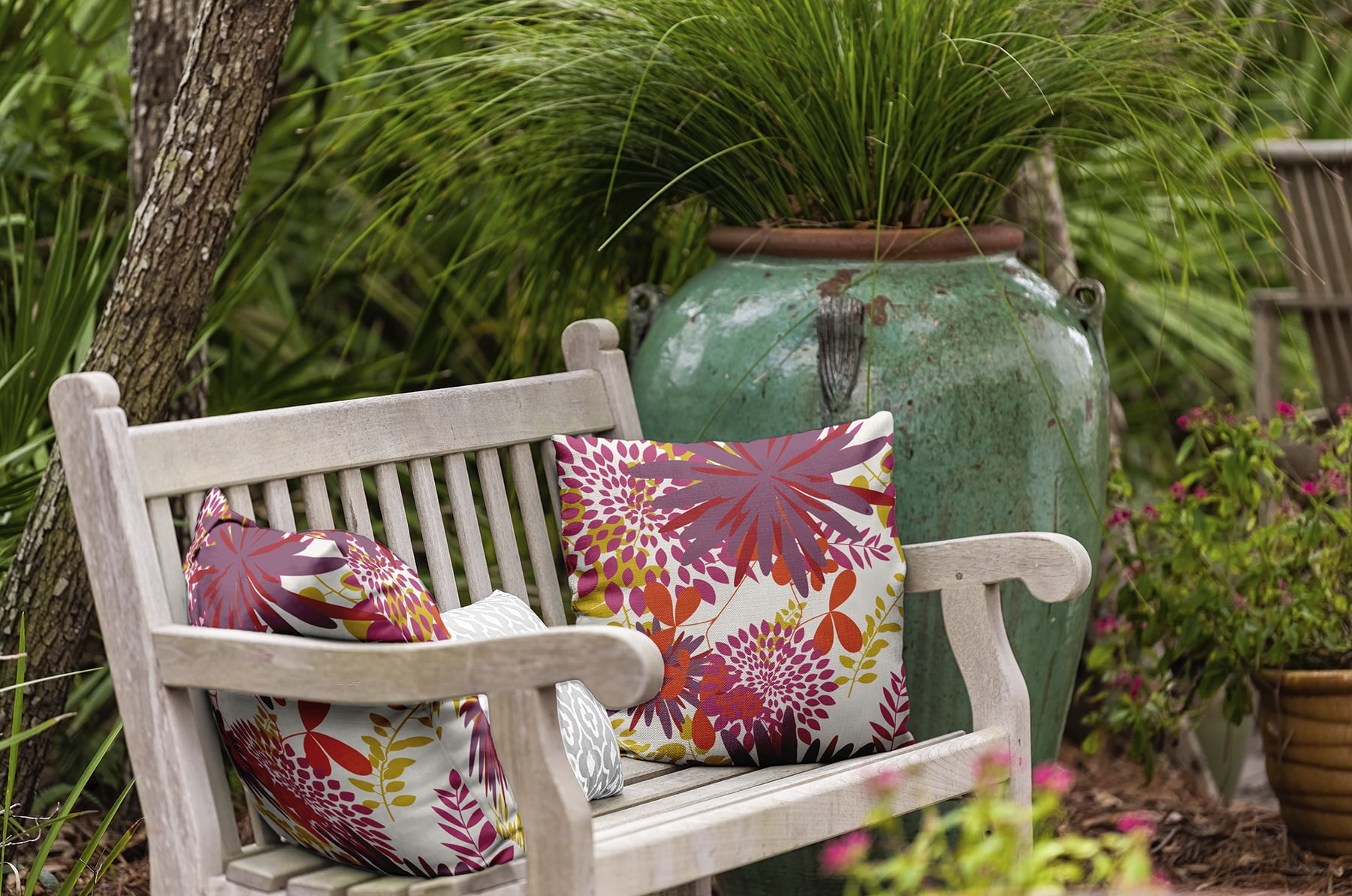 20" x 20" Simply Daisy Jumble Floral Polyester Indoor/Outdoor Pillow, Muted Purple Qty 1