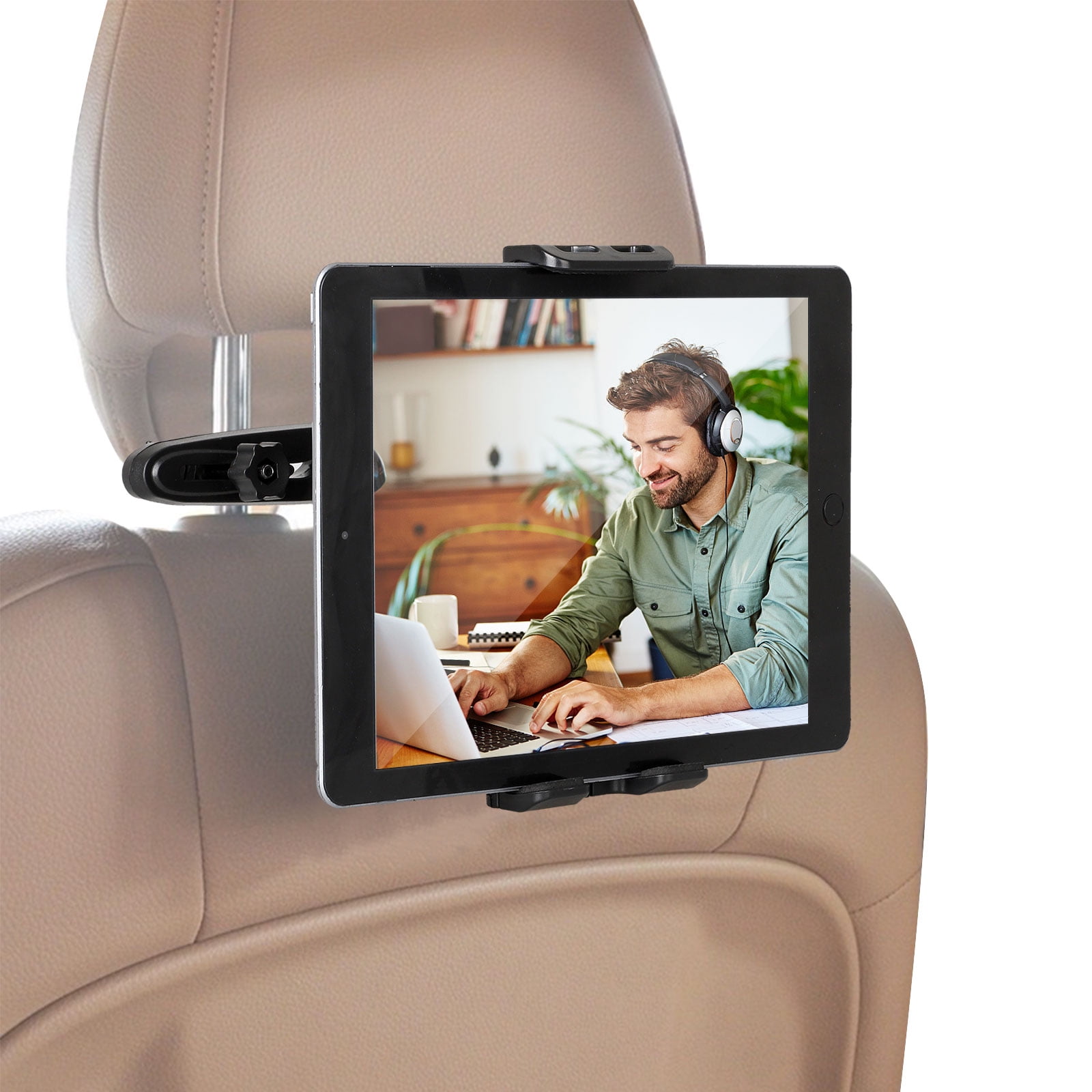 Car Back Seat Tablet Stand Headrest Mount Holder For 4-10.5" iPad Rubber pads