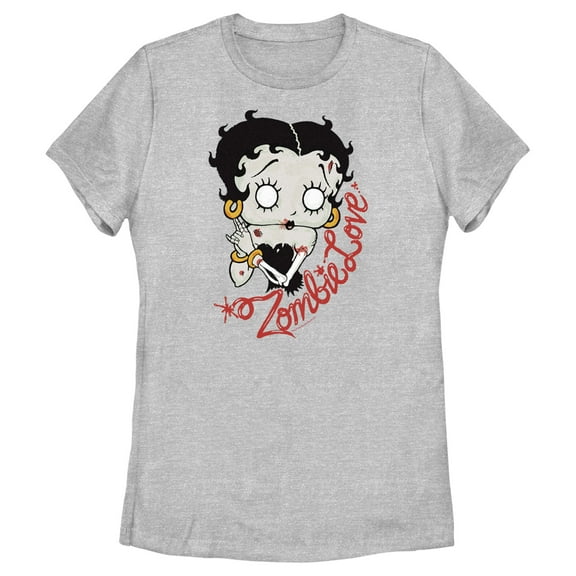 Women's Betty Boop Valentine's Day Zombie Love  Graphic Tee Athletic Heather X Large