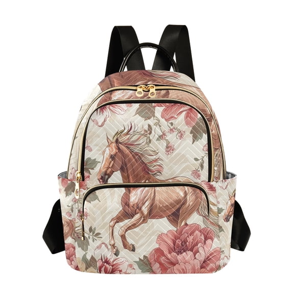 Horse Around Flowers Floral Travel Laptop Backpack Casual Daypack Lightweight Bookbag Compartment for Business