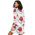 thumbnail image 2 of FORMRS Womens Long Sleeve Nightgowns Crew Neck Sleep Shirt Soft Pajamas Sizes S-3XL, Red Santa Hats Pattern, 2 of 8
