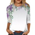 thumbnail image 1 of YDLCAFD T-Shirt Décontracté Imprimé pour Femmes, Col Rond, Manches 3/4, 1 of 3
