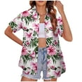 thumbnail image 2 of Homenesgenics Womens Tops Clearance under $5 Womens Hawaiian Shirts Button Up Casual Summer Beach Shirt Cool Short Sleeve Tops White S, 2 of 5