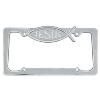 Heavy Duty Stainless Steel Metal Chrome Christian Spiritual Jesus Fish License Plate Frame Universal Fit for Car Truck SUV (Pack of 2)