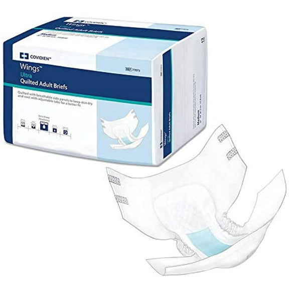 Wings Ultra Quilted Adult Briefs Extra Heavy Absorbency, Medium, 32" - 44" (Case of 96)