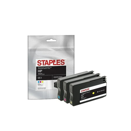 Staples Remanufactured Ink Cartridge Replacement for HP 951 (Cyan Magenta Yellow, 3-Pack) (Best Remanufactured Hp Ink Cartridges)