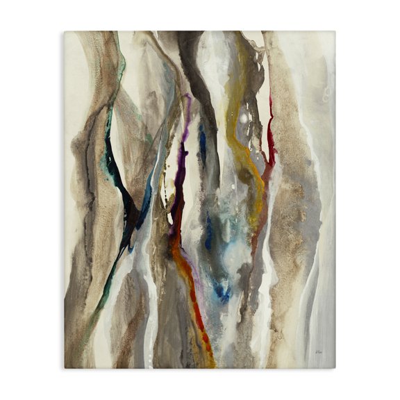 Stupell Industries Modern Murky Abstract Flowing Lines Brown Blue Red Canvas Art, 16 x 20, by K. Nari