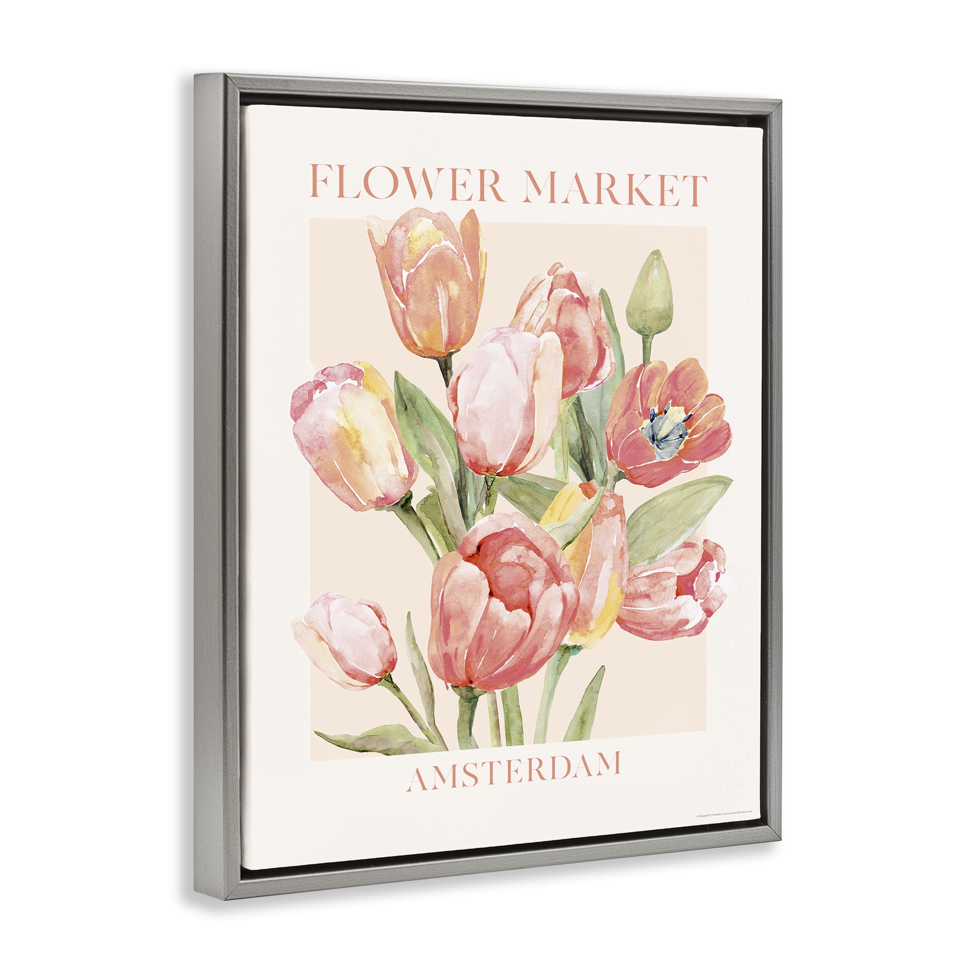 Stupell Industries Amsterdam Flower Market Plants & Flowers Painting Gray Floater Framed Canvas Art Print Wall Art, 17 x 21