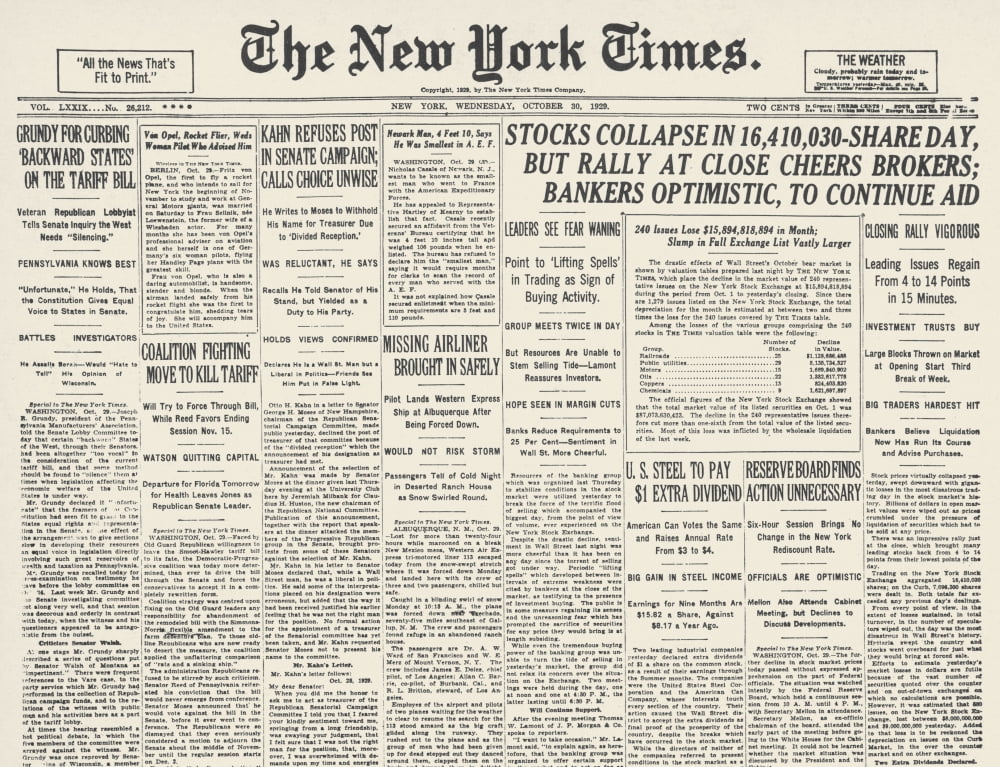 wall street crash of 1929