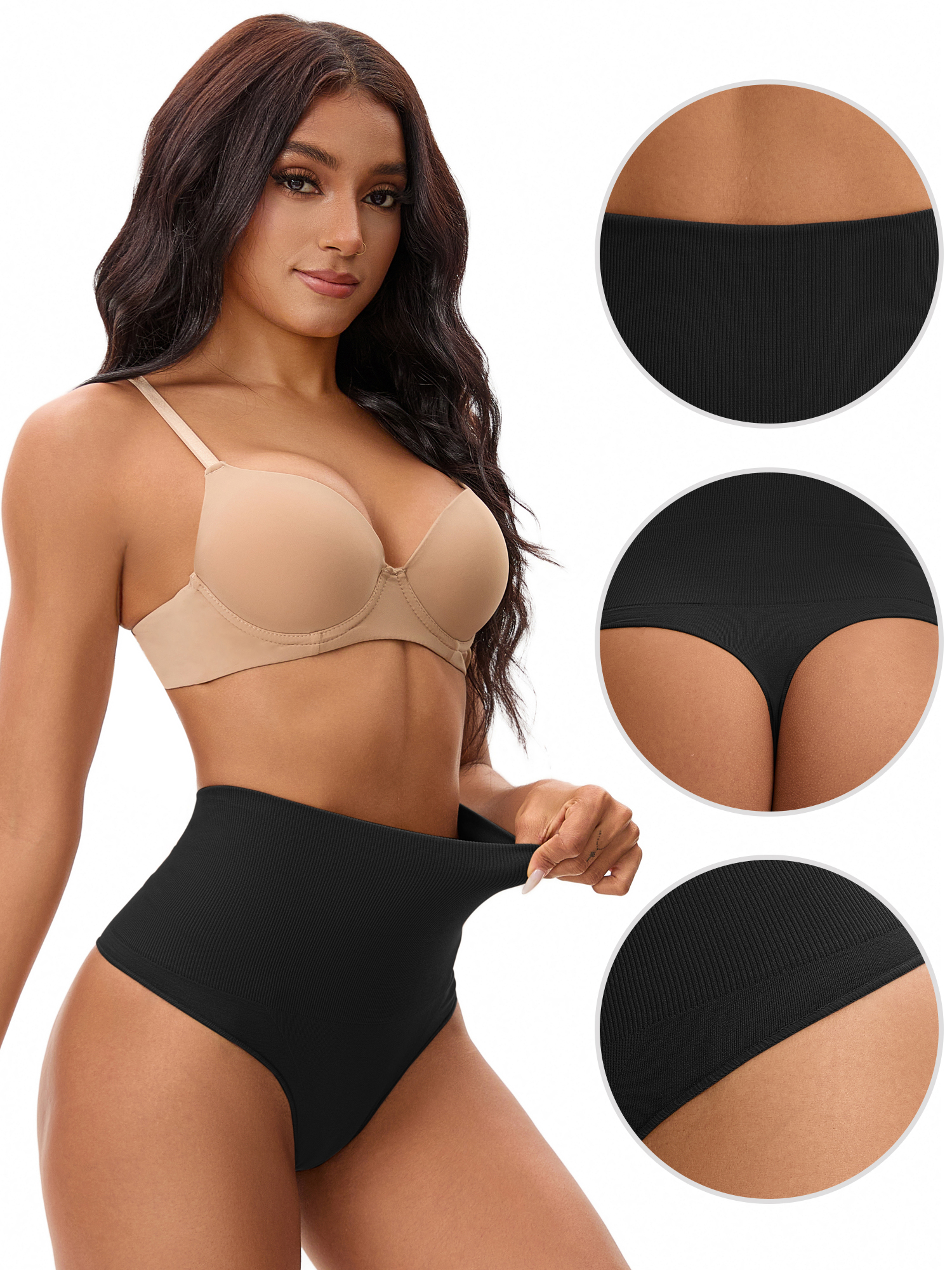 Unique Bargains Women's Tummy Control High Waist Shaping Panties L Black