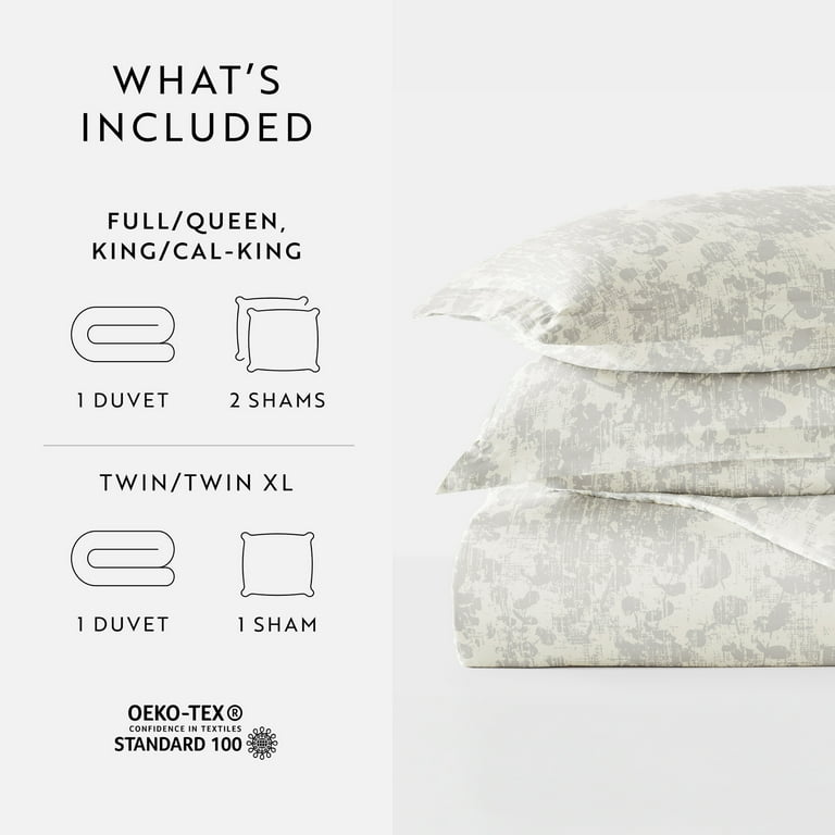 Noble Linens Gray Vine Trellis 3-Piece Duvet Cover Set - King photo 8