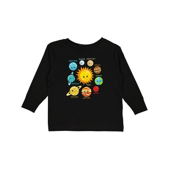 Inktastic Cute Planets, Solar System, Space, Cosmos, Galaxy Boys or Girls Long Sleeve Toddler T-Shirt