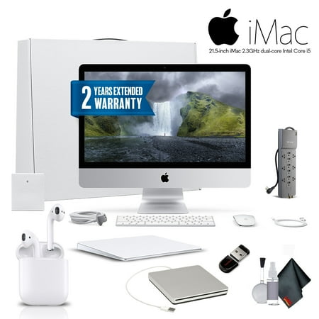 I Mac Desk Computer Apple iMac MMQA2LL/A 21.5 Inch Desktop Computer ,2.3GHz Core i5, 8GB RAM, 1TB HD, With Magic TrackPad 2, Warranty, Apple Superdrive, Apple AirPods and More - Professional Bundle ()