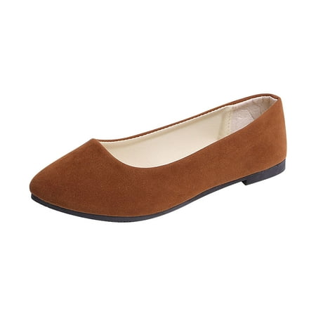 HaiMao Flats for Women Clearance Comfortable Solid Color Soft Flats Square Toe Ballet Shoes Dressy Slip-ons Loafers Orange 8.5(41)