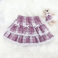 thumbnail image 2 of HWJAD Girls Plaid Ruffle Skirt Toddler Kids High Waist Layered Skirt with Lace Trim & Bow School Uniform Skirt for 1-12Y, 2 of 7