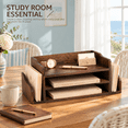 Vintage Brown Pine Wood Desktop File Organizer for Home and Office ...