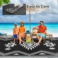 thumbnail image 3 of SIXHOME Outdoor Rugs 9x12 Waterproof Reversible Black Plastic Patio Mat, Non-Slip Durable Moroccan Geometric Design for Camping, RV, Balcony, Porch, Picnic, 3 of 7