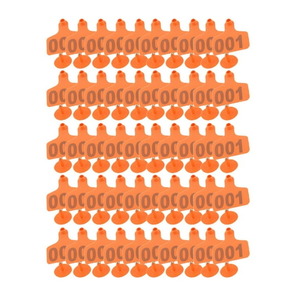 100 Etiquetas para Orejas de Ganado Jinwen Naranja 7,5 cm x 6 cm