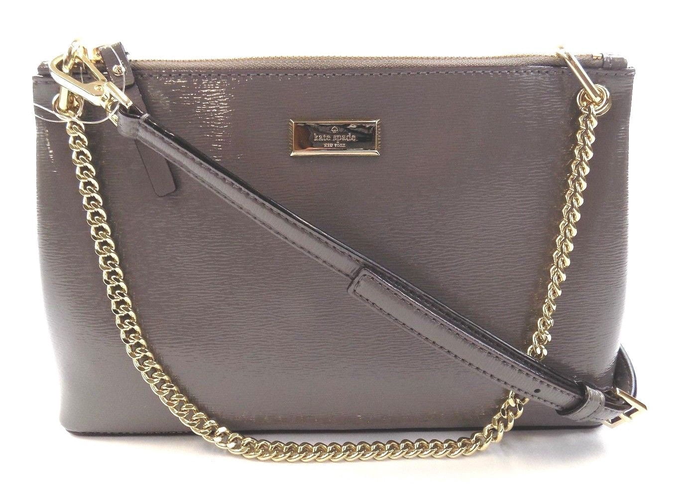 NEW KATE SPADE RIVER BIXBY PLACE GRAY CHAIN LEATHER CROSSBODY BAG HANDBAG PURSE