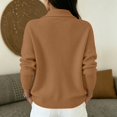 thumbnail image 4 of JULMCOMO Knit Cardigan Sweaters for Women Lapel Collar Button Down Loose Trendy Jacket Long Sleeve Casual Outfits Brown S, 4 of 5