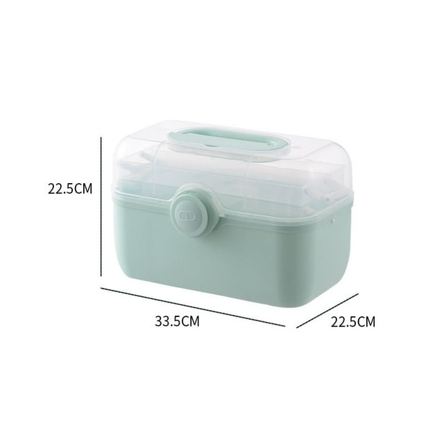 Large Size Light Green Storage Organizer with Multi-Layer Compartments, High-Capacity Plastic Medicine Box for Home Use, Portable Health Supply Container Made of 100% New Material, Ideal for