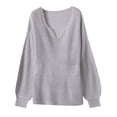 thumbnail image 4 of WEAIXIMIUNG Female Short Cardigan Sweaters for Women Women Winter V Neck Sweater Pullover Solid Color Ruffle Waist Knitted Sweater M Womens Sweaters Dressy, 4 of 4