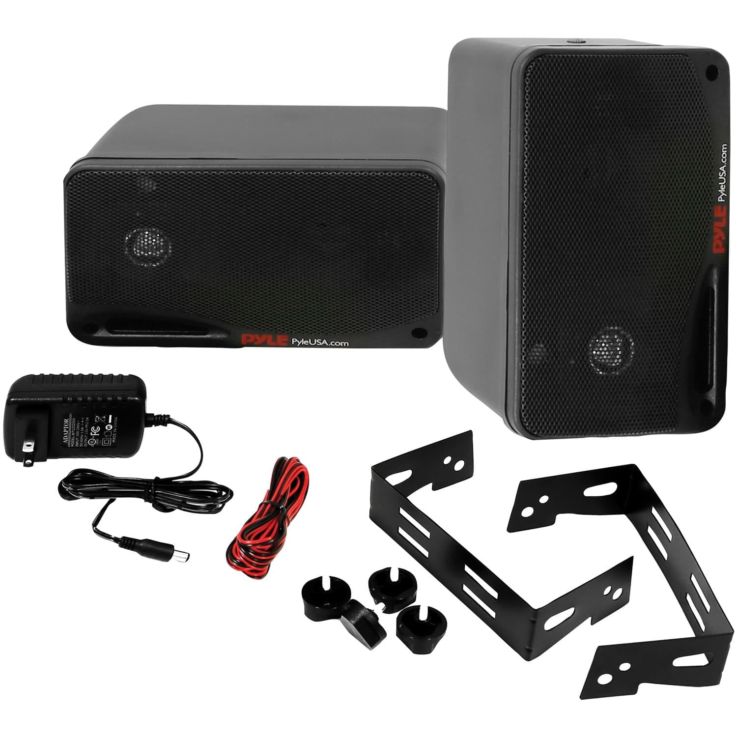 Pyle PDWR42BBT Bluetooth Indoor Outdoor 3.5" 200W Speaker System, Black (2 Pack)