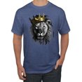 thumbnail image 1 of Wild Bobby, King Lion with Gold Crown Art, Animal Lover, Men Graphic Tee, Vintage Heather Blue, 3X-Large, 1 of 4