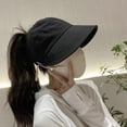 thumbnail image 2 of Sombrero para mujer, sombrero para el sol que combina con todo, circunferencia de la cabeza grande, cola de caballo, ala grande, sombrero informal para cubrir la cara con el sol, 2 of 6