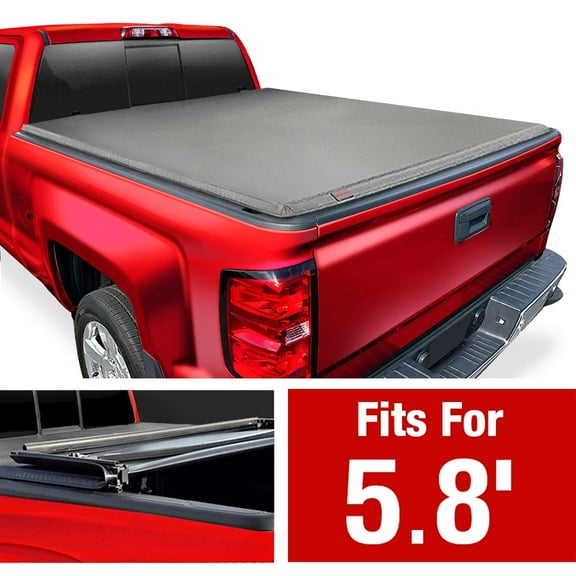 MaxMate Soft Quad-fold Truck Bed Tonneau Cover Compatible with 2007-2013 Chevy Silverado GMC Sierra 1500 (NOT FIT 2007 Classic) | 5'9" (69") Bed | TCC484003