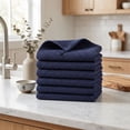 thumbnail image 6 of Cotton Waffle Weave Kitchen Dish Cloths, 6-Pack, Dark Blue | 12 x 12 Inches, Ultra Soft Absorbent Dish Towels, Quick Drying Dish Rags with Hanging Loop, 6 of 8