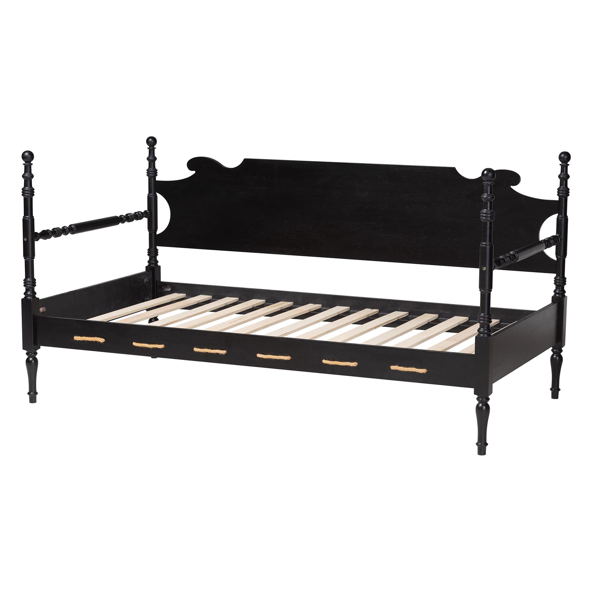 Baxton Studio Gaetano Coastal Daybed, Twin, Black