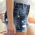 thumbnail image 4 of JIKNTTR Women's Stretchy Jean Shorts Summer Casual Short Jeans High Rise Ripped Rolled Hem Denim Shorts Jeans With Pocket Denim Shorts Streetwear, 4 of 9