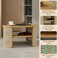 thumbnail image 6 of Harper & Bright Designs Round Rattan Coffee Table, Wood Center Table 2 Tiered Side Table with Storage Base for Living Room, Natural 31.3", 6 of 19