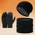 thumbnail image 2 of Winter Outdoor Cold Proof Knitted Hat Scarf Three Piece Set with Velvet Ear for Men Women, 2 of 4