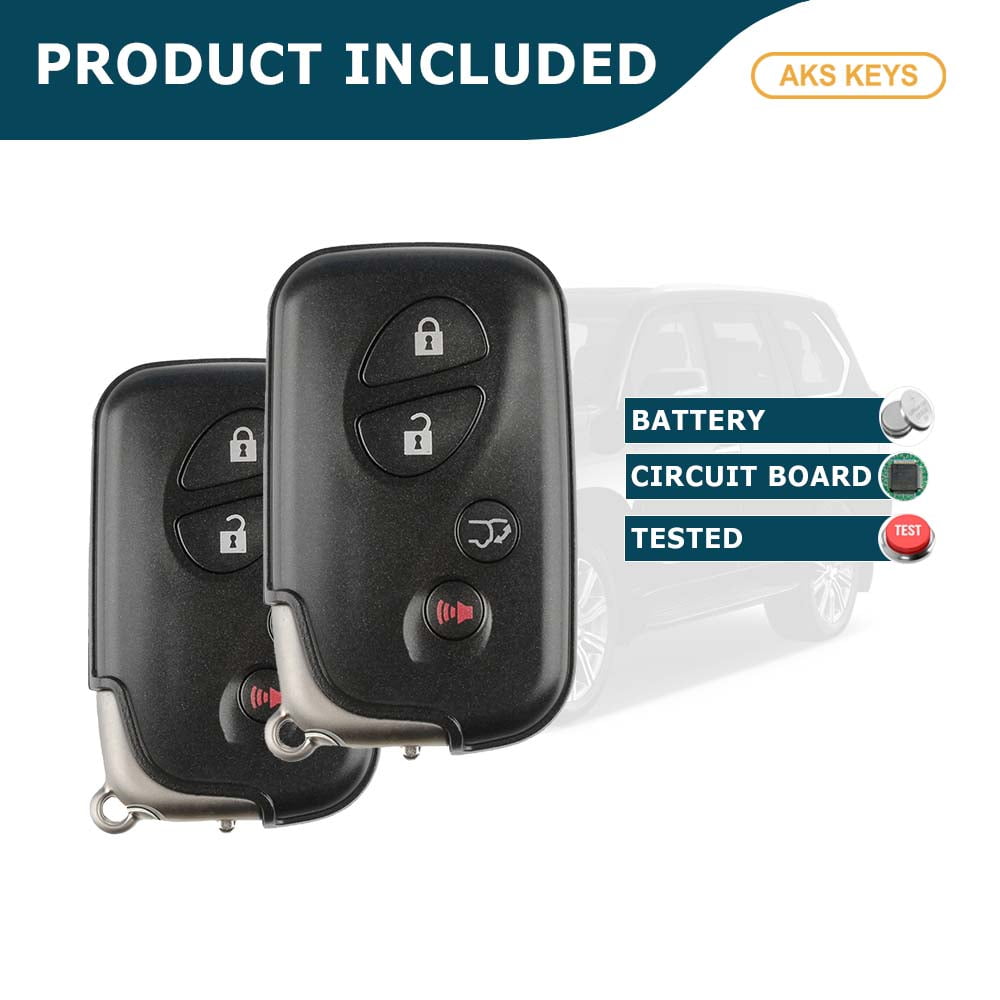 AKS KEYS Replacement for Lexus LX570 Smart Key 4B Fob (Lock, Unlock, Hatch and Panic) That Uses FCC HYQ14AAB