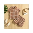 thumbnail image 2 of Bagilaanoe Newborn Baby Boys 2Pcs Outfits Plaid Lapel Short Sleeve Buttons Shirt Tops Shorts 6M 12M 18M 24M 3T Infant Casual Set, 2 of 9