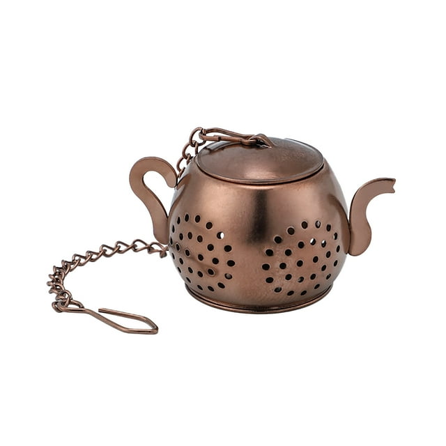 Oleegame 1 Pce Rangement pour Produits Acier Inoxydable Créatif Thé Filtre Machine à Thé Compartiment à Thé en Forme de Théière Brun
