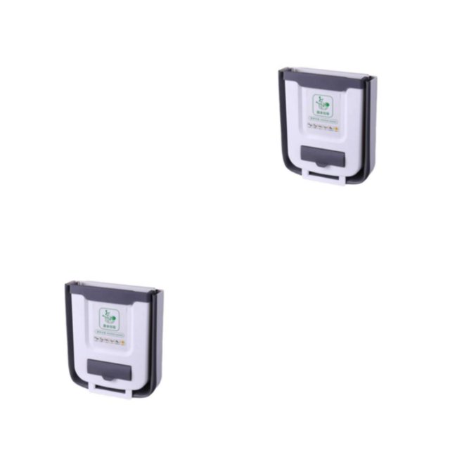 Bewildely Bote de basura Gabinete plegable Cubo de basura Cocina Sala de estar Cesto de basura Blanco S 2piezas