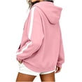 thumbnail image 6 of DIOAZUD Women's Quarter Zip Hoodie Oversized Drop Shoulder Long Sleeve Hooded Sweatshirt with Kangaroo Pocket Casual Pullover Pink S-XXL, 6 of 8