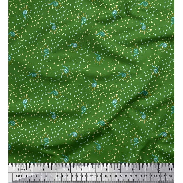 Soimoi Tissu de Velours Vert Spirale & Points Tissu Imprimé par Yard 58 Pouces de Large