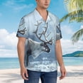 thumbnail image 3 of Fotbe Winter Reindeer In Snowy Mountains Camisa Hawaiana para Hombre Unisex – Camisa Casual de Verano con Botones de Manga Corta de Algodón y Lino,Large, 3 of 7